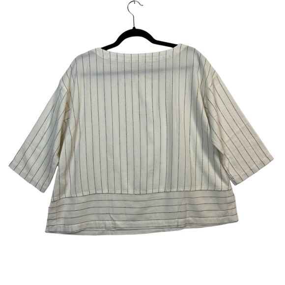 Eileen Fisher Ivory Ecru Striped Bateau Neck Top Size Small - Picture 9 of 10